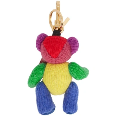 Shop Burberry Multicolor Knit Thomas Keychain