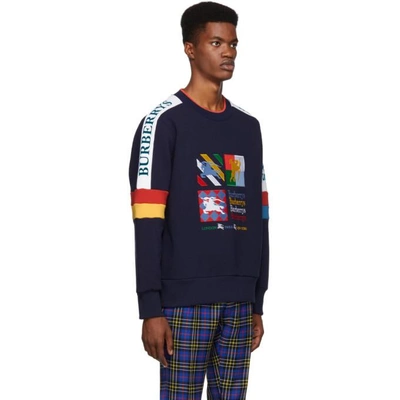 Burberry Colour Block Embroidered Archive Logo Sweater In True Navy |  ModeSens