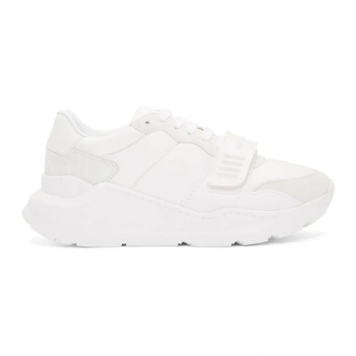 Shop Burberry White Regis Sneakers