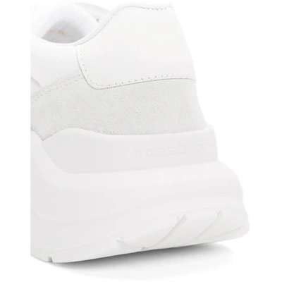 Shop Burberry White Regis Sneakers