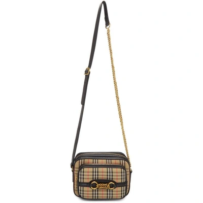 Shop Burberry Beige 1983 Check Link Camera Bag In Black