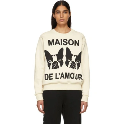Shop Gucci Off-white Bosco And Orso Sweatshirt In 7561 Beige