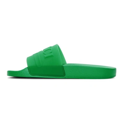 Shop Gucci Green Pursuit Pool Slides In 3023 Green.