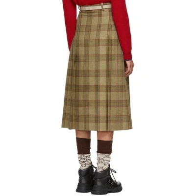 Shop Gucci Beige Plaid Pleated Skirt In 2797 Beige