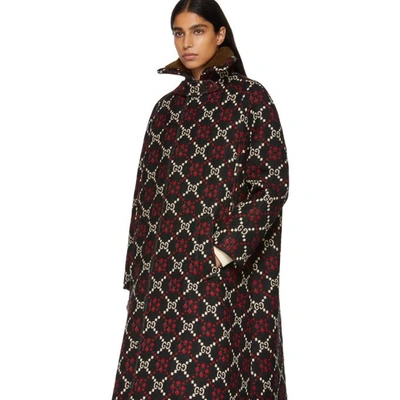 Shop Gucci Black Wool Gg Diamond Cape Coat In 1223 Noir