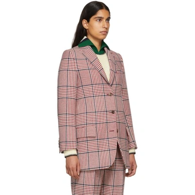 Shop Gucci White And Red Plaid Blazer In 9677 Garden