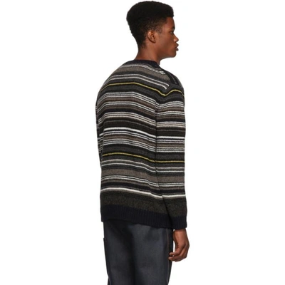 Shop Junya Watanabe Navy Horizontal Stripes Sweater In 1 Navy