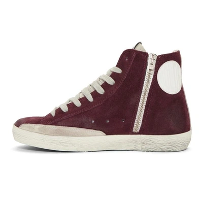 Shop Golden Goose Burgundy Suede Francy Sneakers