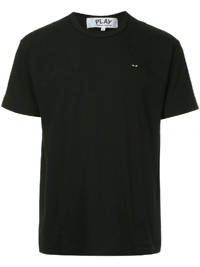 Shop Comme Des Garçons Play Embroidered Heart Logo T-shirt In Black