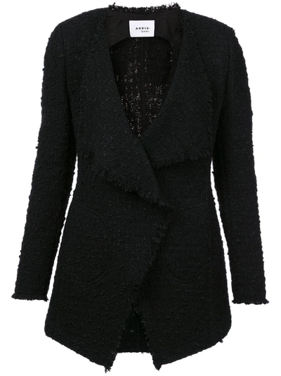 Shop Akris Punto Frayed Edges Tweed Jacket - Black