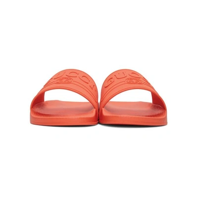 Shop Gucci Orange Pursuit Pool Slides In 7517 Aranci