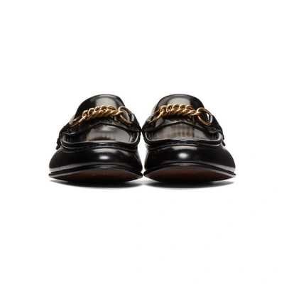 Shop Burberry Black Chain Solway Loafers