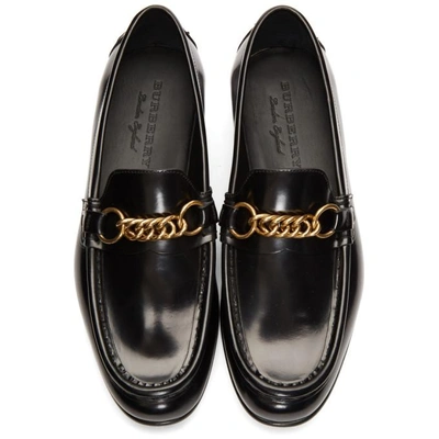Shop Burberry Black Chain Solway Loafers