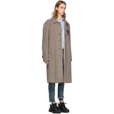 Shop Gucci Brown Ny Yankees Edition Houndstooth Coat In 1960 Black