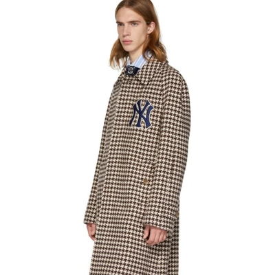 Shop Gucci Brown Ny Yankees Edition Houndstooth Coat In 1960 Black