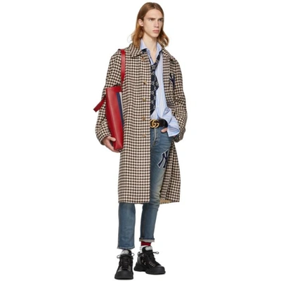 Shop Gucci Brown Ny Yankees Edition Houndstooth Coat In 1960 Black