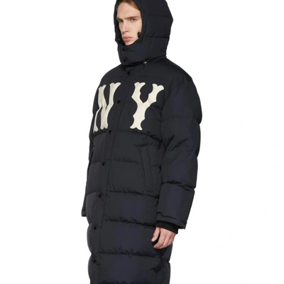 Shop Gucci Black Ny Yankees Edition Down Puffer Coat In 1000 Black