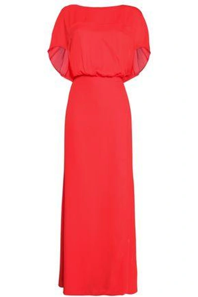 Shop Halston Heritage Woman Gathered Crepe Gown Red