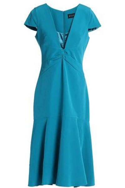 Shop Milly Woman Knotted Crepe Dress Teal