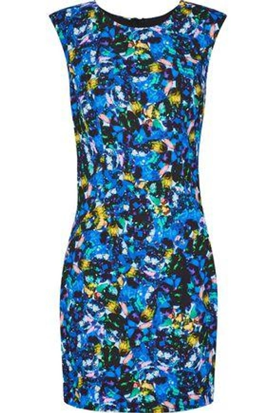 Shop Milly Printed Stretch-cady Mini Dress In Multicolor