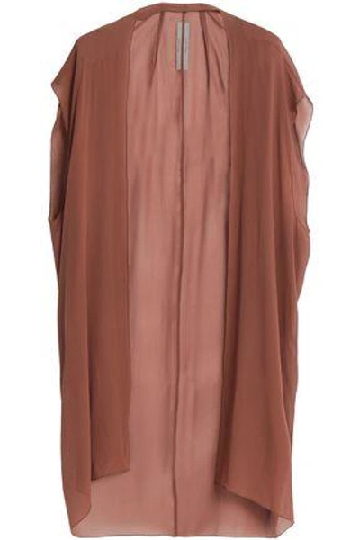 Shop Rick Owens Woman Silk-georgette Top Brown