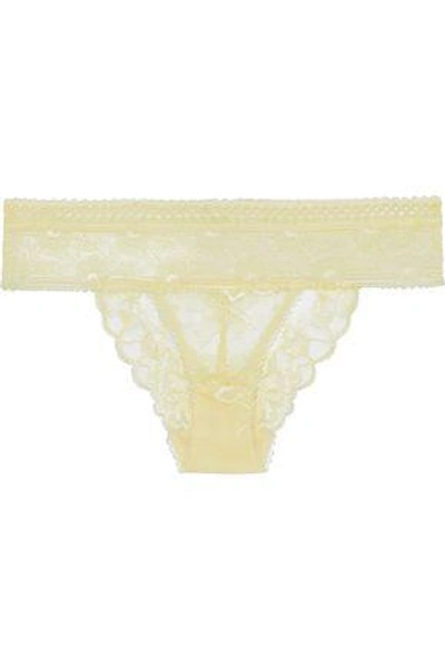 Shop Stella Mccartney Woman Naomi Gliding Low-rise Lace Briefs Pastel Yellow