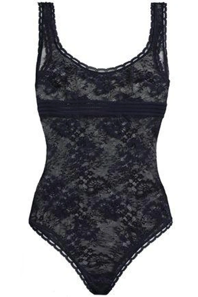 Shop Stella Mccartney Lace Bodysuit In Midnight Blue