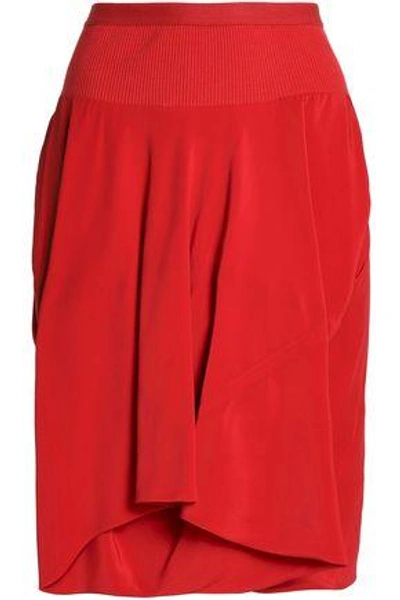 Shop Rick Owens Woman Layered Crepe Shorts Red