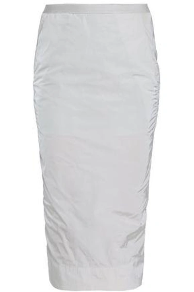 Shop Rick Owens Woman Wrap-effect Shell Midi Skirt Light Gray