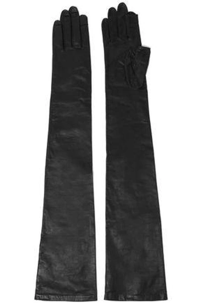 Shop Rick Owens Woman Long Leather Gloves Black