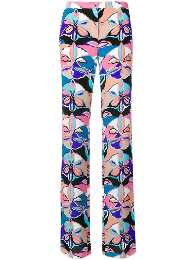Shop Emilio Pucci Graphic High-waisted Trousers - Neutrals