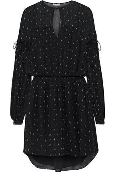 Shop Joie Woman Academia Printed Silk-chiffon Mini Dress Black