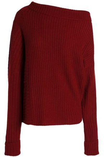 Shop Agnona Woman Ribbed Cashmere Sweater Claret