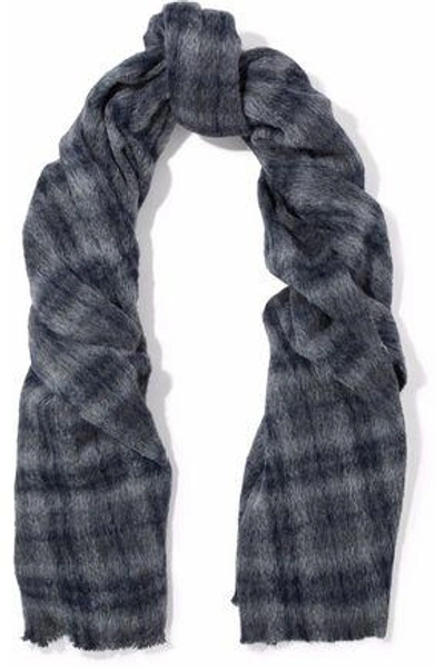 Shop Brunello Cucinelli Woman Checked Alpaca And Wool-blend Scarf Anthracite