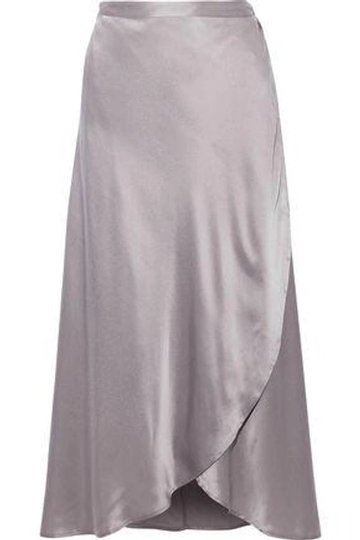 Shop Joie Woman Dahoma Silk-charmeuse Midi Wrap Skirt Lilac