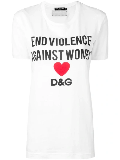 Shop Dolce & Gabbana Slogan Logo T-shirt - White