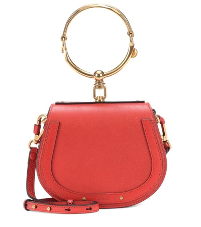 Shop Chloé Small Nile Leather Bracelet Bag In Red