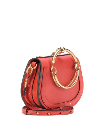 Shop Chloé Small Nile Leather Bracelet Bag In Red