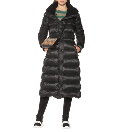 Shop Burberry Hooded Long Down Puffer Coat In Black