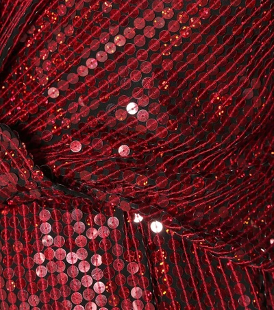 Shop Galvan Vera Sequined Silk Gown In Red