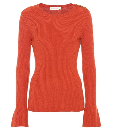 Shop Tory Burch Liv Merino Wool Sweater In Red