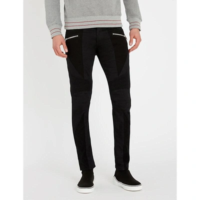 Shop Balmain Biker Slim-fit Jeans In Noir