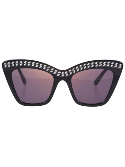 Shop Stella Mccartney Crystal Embellished Sunglasses In Black Grey