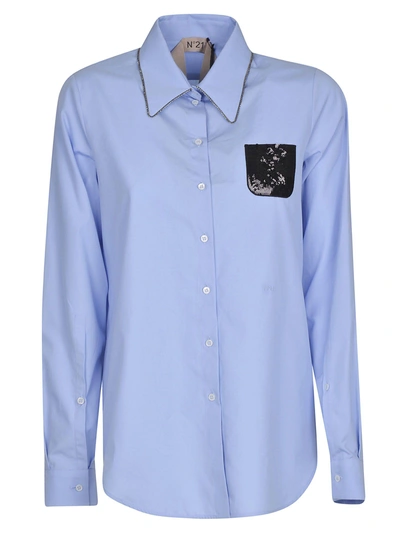 Shop N°21 Crystal & Sequin Embellished Shirt In Azzurro