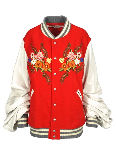 Shop Junya Watanabe Bomber College Oversize In Red White