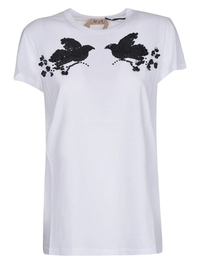 Shop N°21 N.21 Sequin Embellished Birds T-shirt In Oro