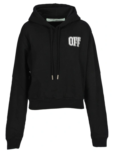 Shop Off-white Off White Lips Cropped Hoodie In Blac/black