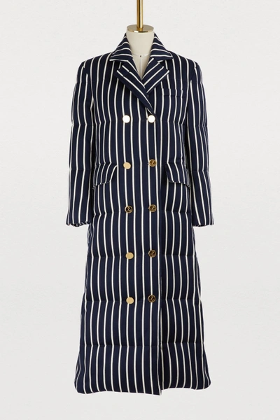 Shop Thom Browne Maxi Down Jacket In Navy