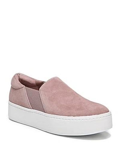 Shop Vince Warren Platform Slip-on Sneakers In Hydrangea Pink Suede