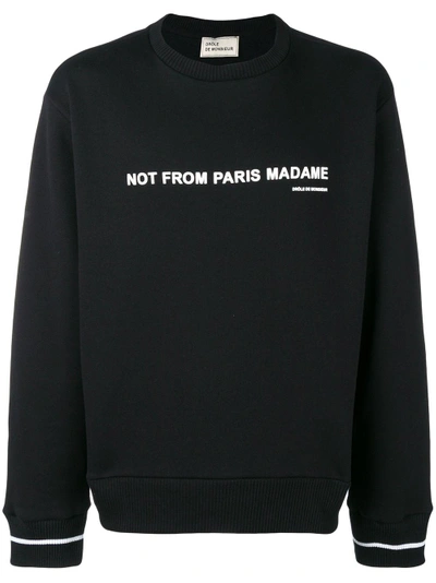 Shop Drôle De Monsieur Crew Neck Sweatshirt - Black